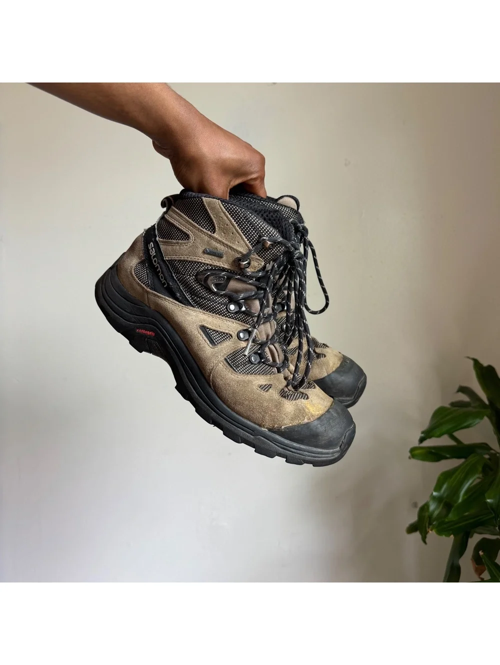 Vintage Salomon Gore-Tex Hiking Boots Earth Tone Brown Mesh Gorpcore US 8.5⁠